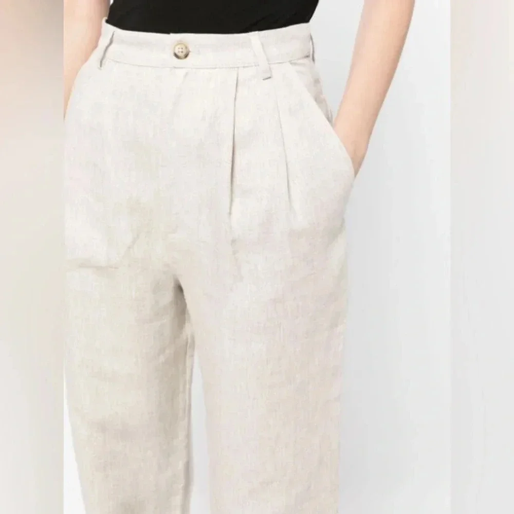 NEW Reformation Mason Wide Linen Trousers Size 6 B2228